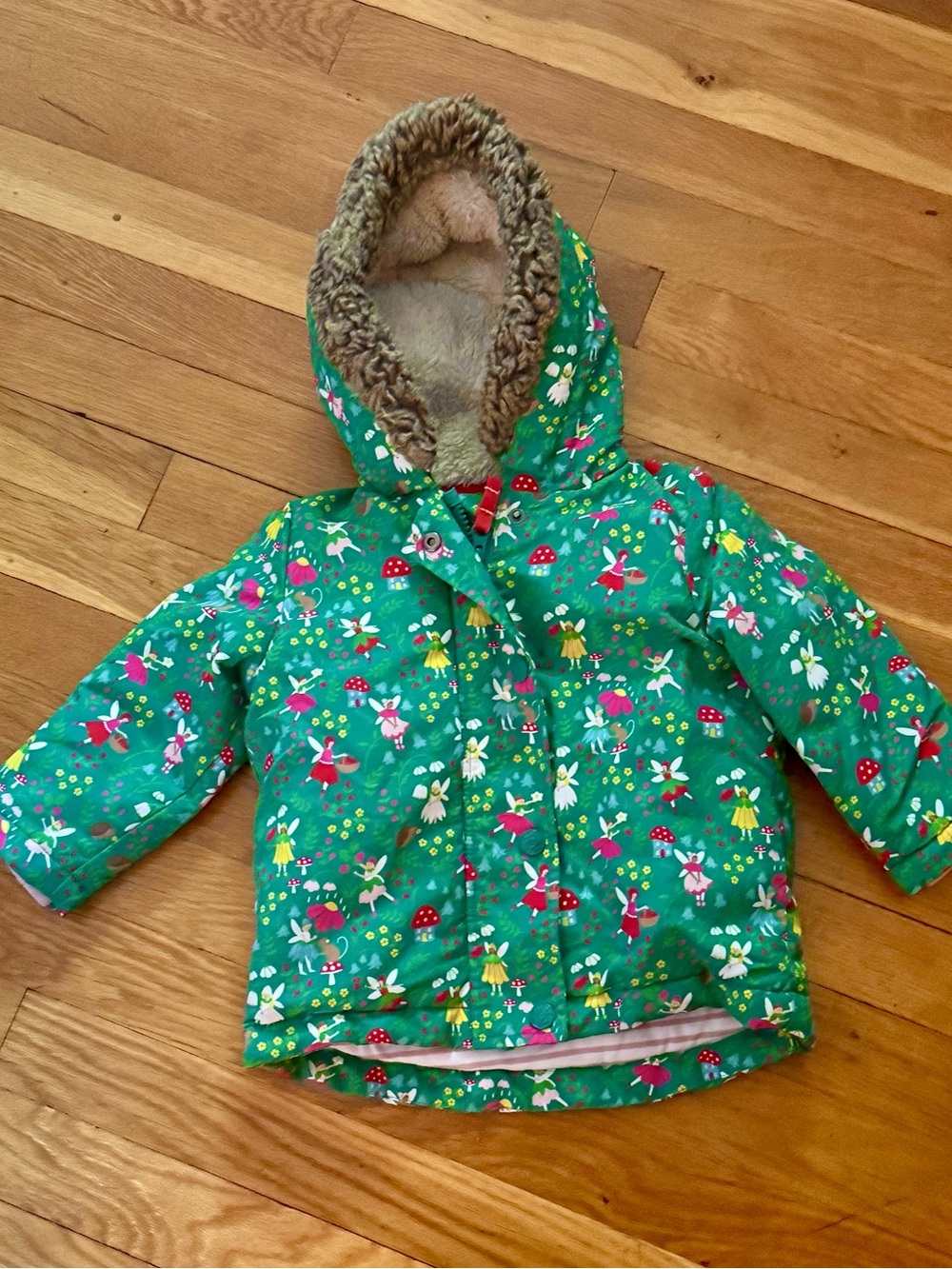 Baby Boden 9-12M Fairy Print Hooded Water Resistant Jacket w/zip out vest